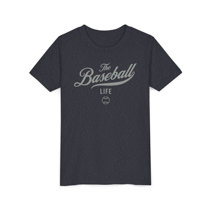 Youth The Baseball Life Classic Script T-Shirt_Silver Gray Print
