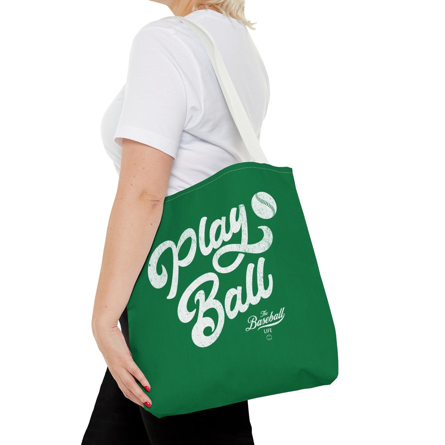 Play Ball Script Tote Bag_Green