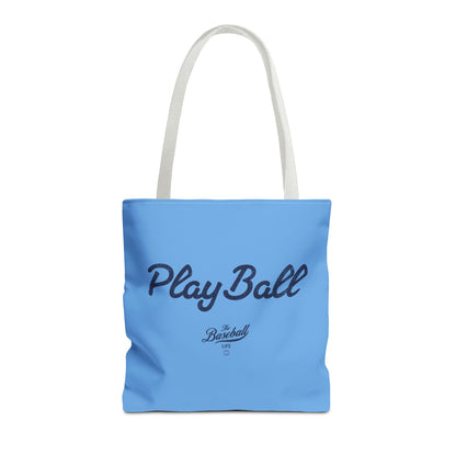 Play Ball Tote Bag_Carolina Blue with Navy Print
