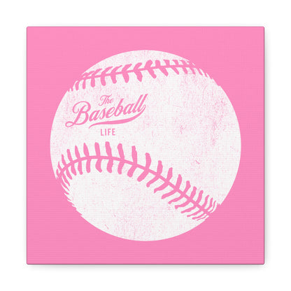 Weathered Baseball Wall Art Canvas_Bubble Gum Pink