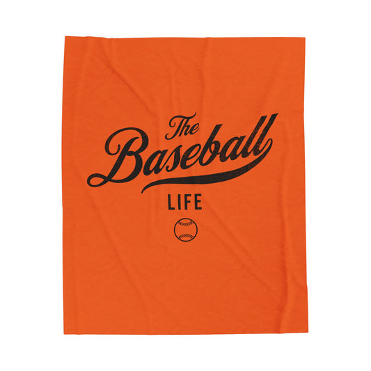 Velveteen Plush Blanket_Orange with Black Print