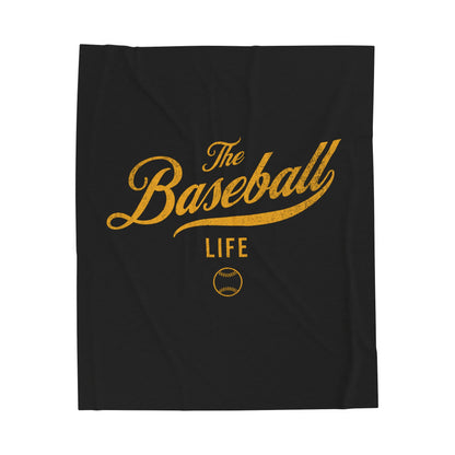 Velveteen Plush Blanket_Black with Yellow Gold Print
