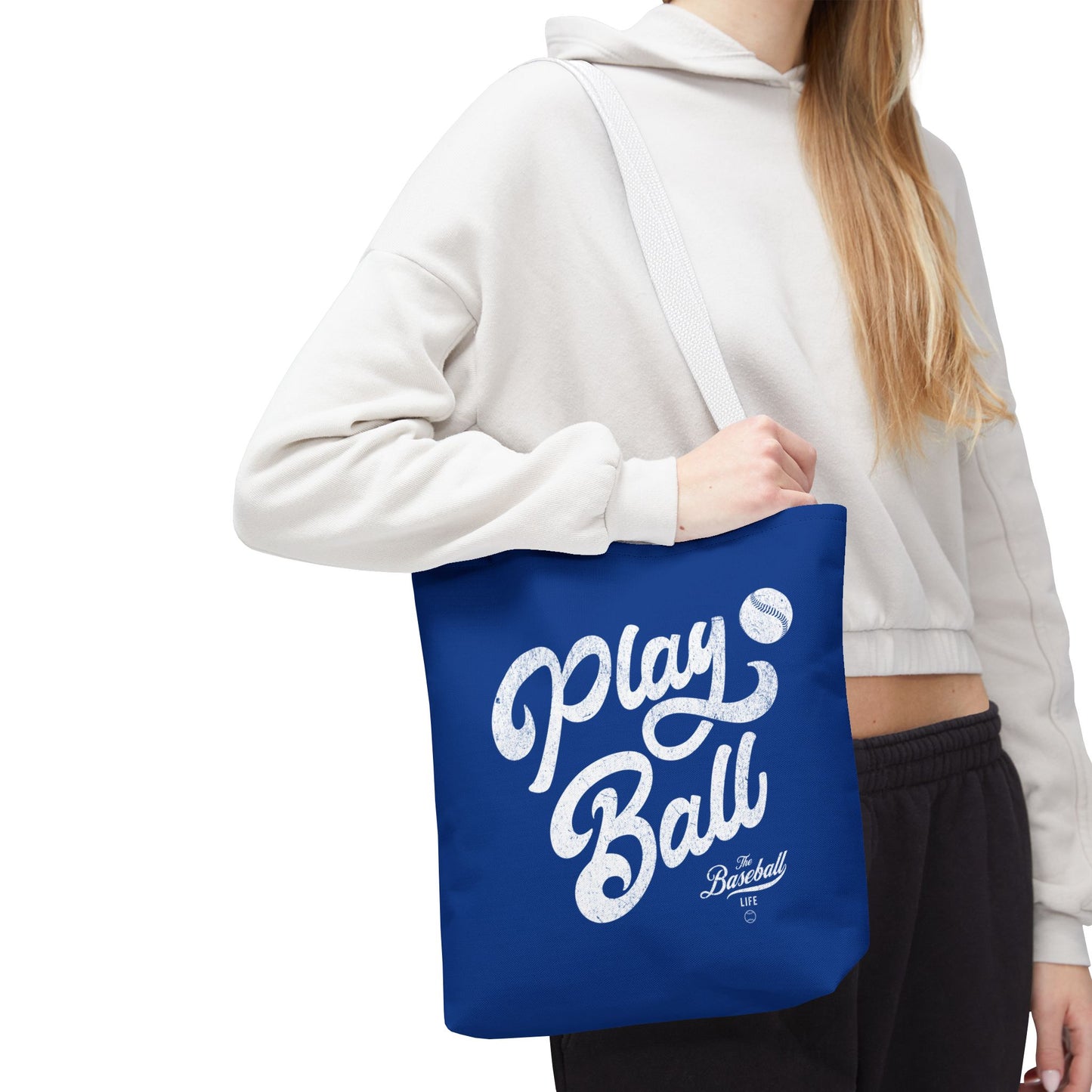 Play Ball Script Tote Bag_Royal Blue