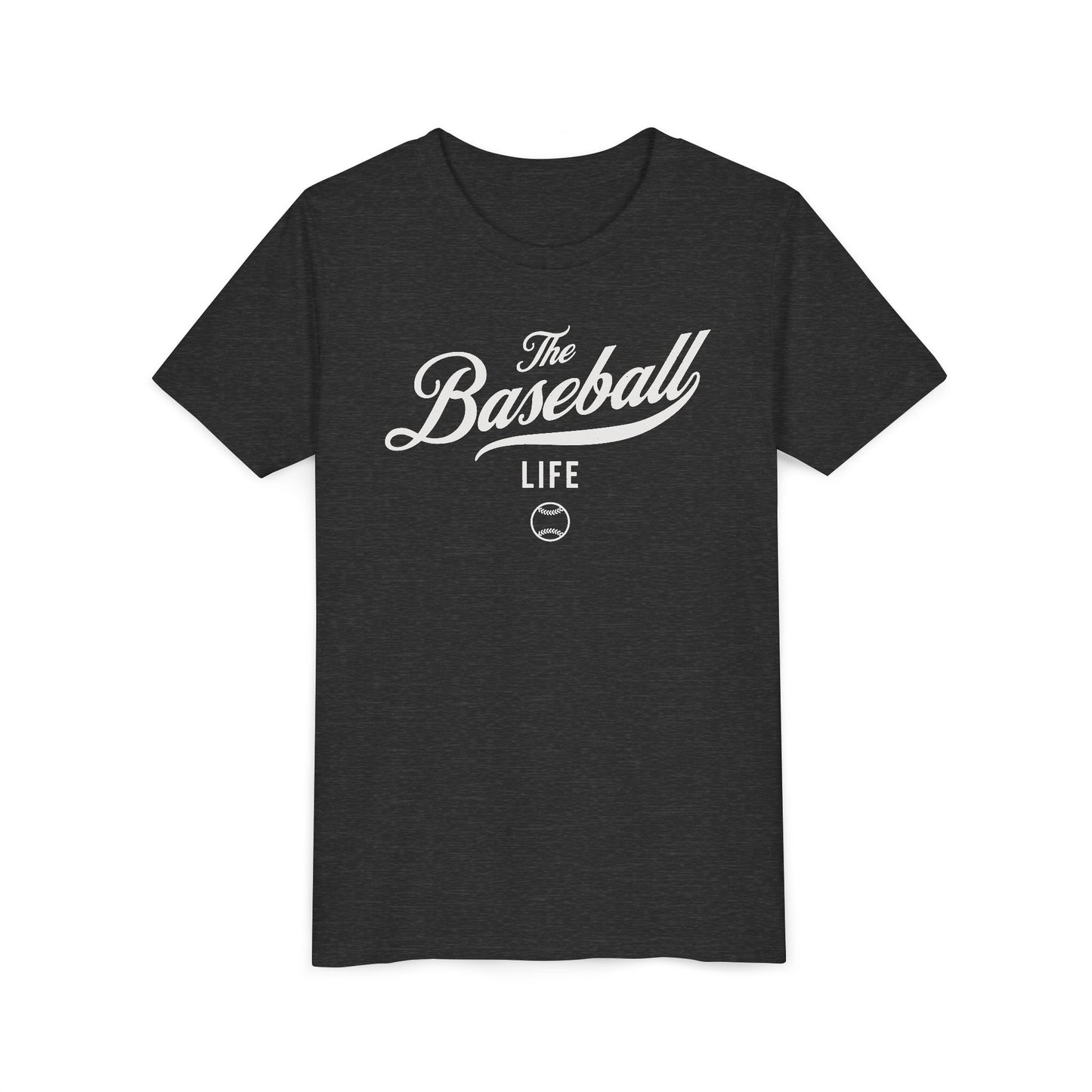 Youth The Baseball Life Classic Script T-Shirt_White Print