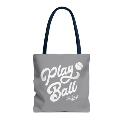 Play Ball Script Tote Bag_Medium Gray