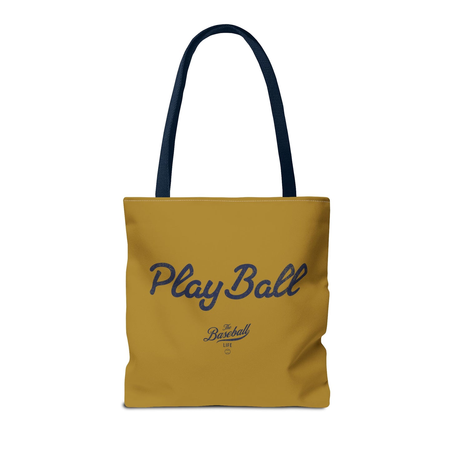 Play Ball Tote Bag_Old Gold with Navy Print