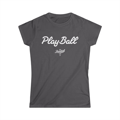 Play Ball Women's Baseball T-Shirt - White Print