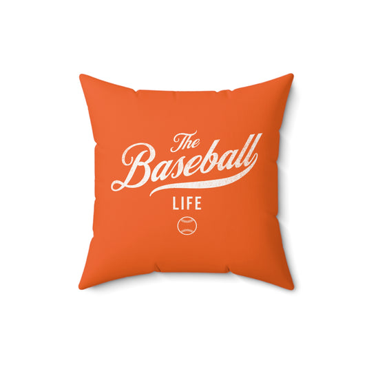 The Baseball Life Accent Pillow_Orange w White Print