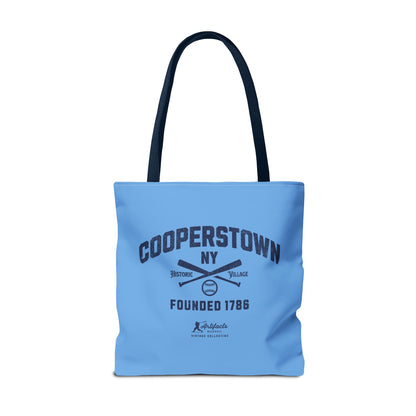 Cooperstown, NY Tote Bag_Carolina Blue w Navy Print