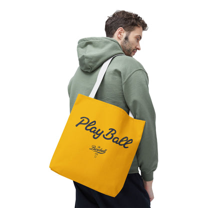 Play Ball Tote Bag_Yellow Gold with Navy Print