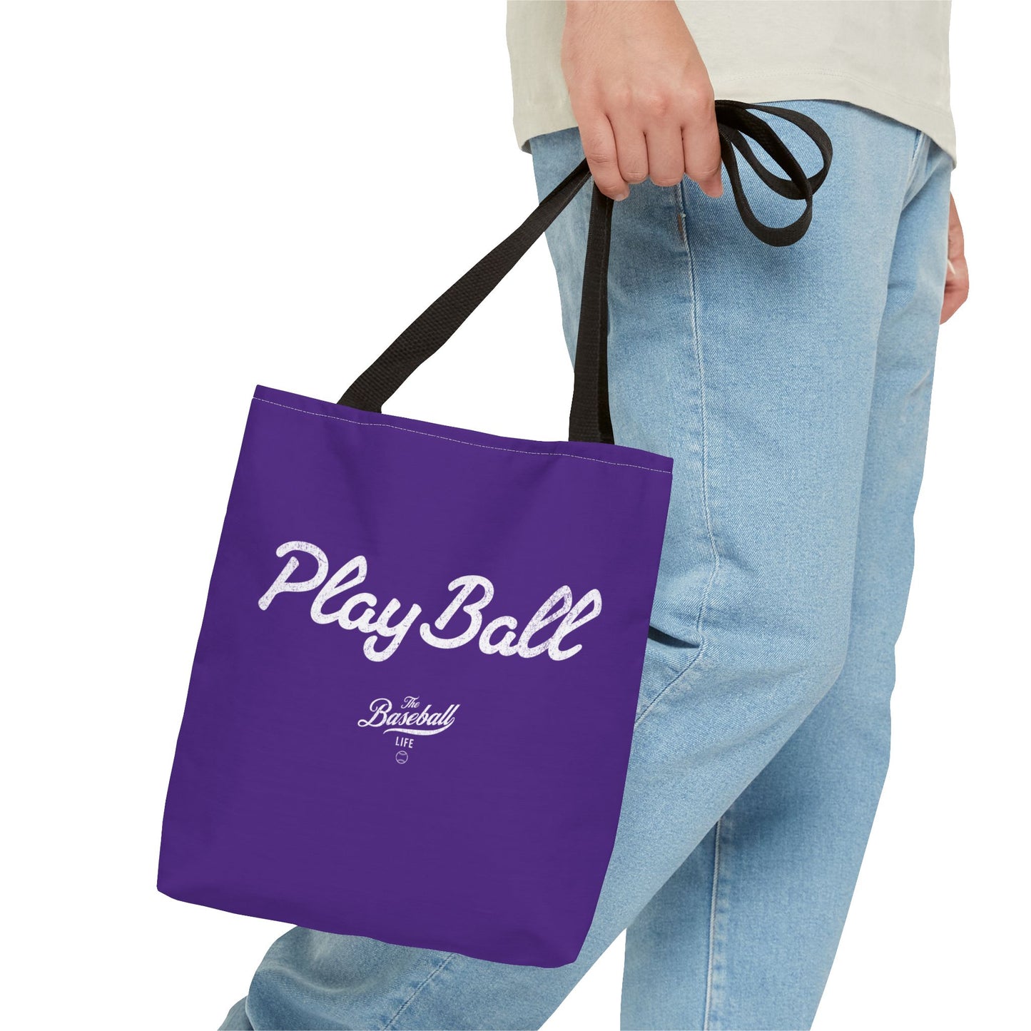 Play Ball Tote Bag_Purple with White Print