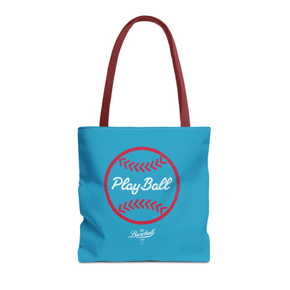 Baseball Icon Play Ball Tote Bag_Turquoise