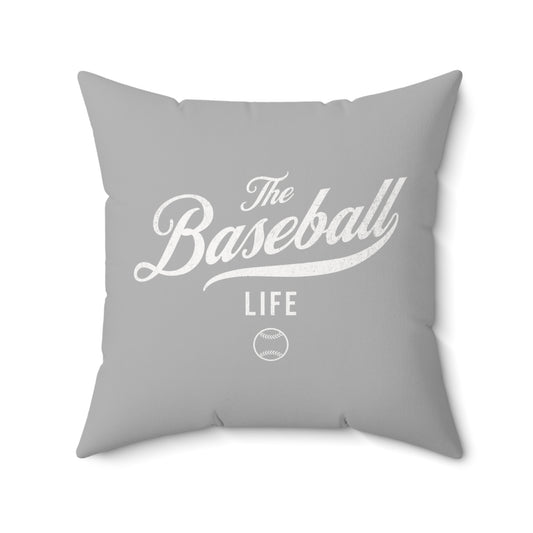 The Baseball Life Accent Pillow_Silver Gray w White Print