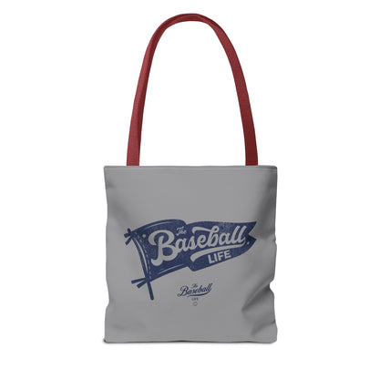 Vintage Pennant Tote Bag_Navy Print on Medium Gray