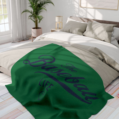 Fleece Blanket_Green w Navy Print