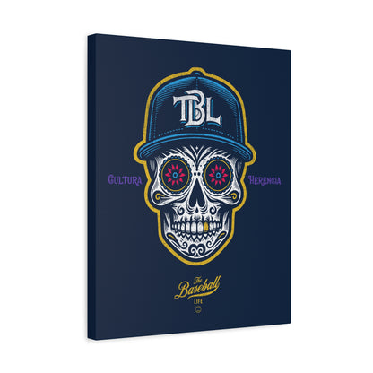 Beisbol Sugar Skull Series_Player 1 Wall Art Canvas_Navy