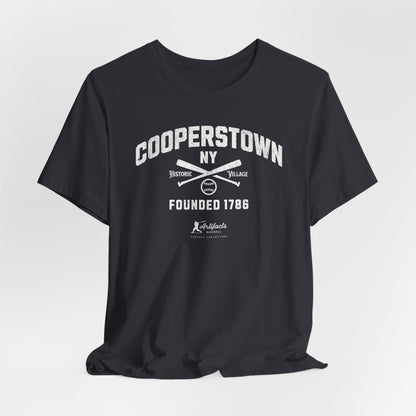 Cooperstown NY White Print_Artifacts Baseball Collection T-Shirt