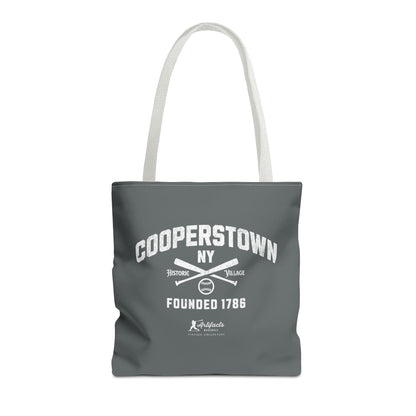 Cooperstown, NY Tote Bag_Dark Gray w White Print