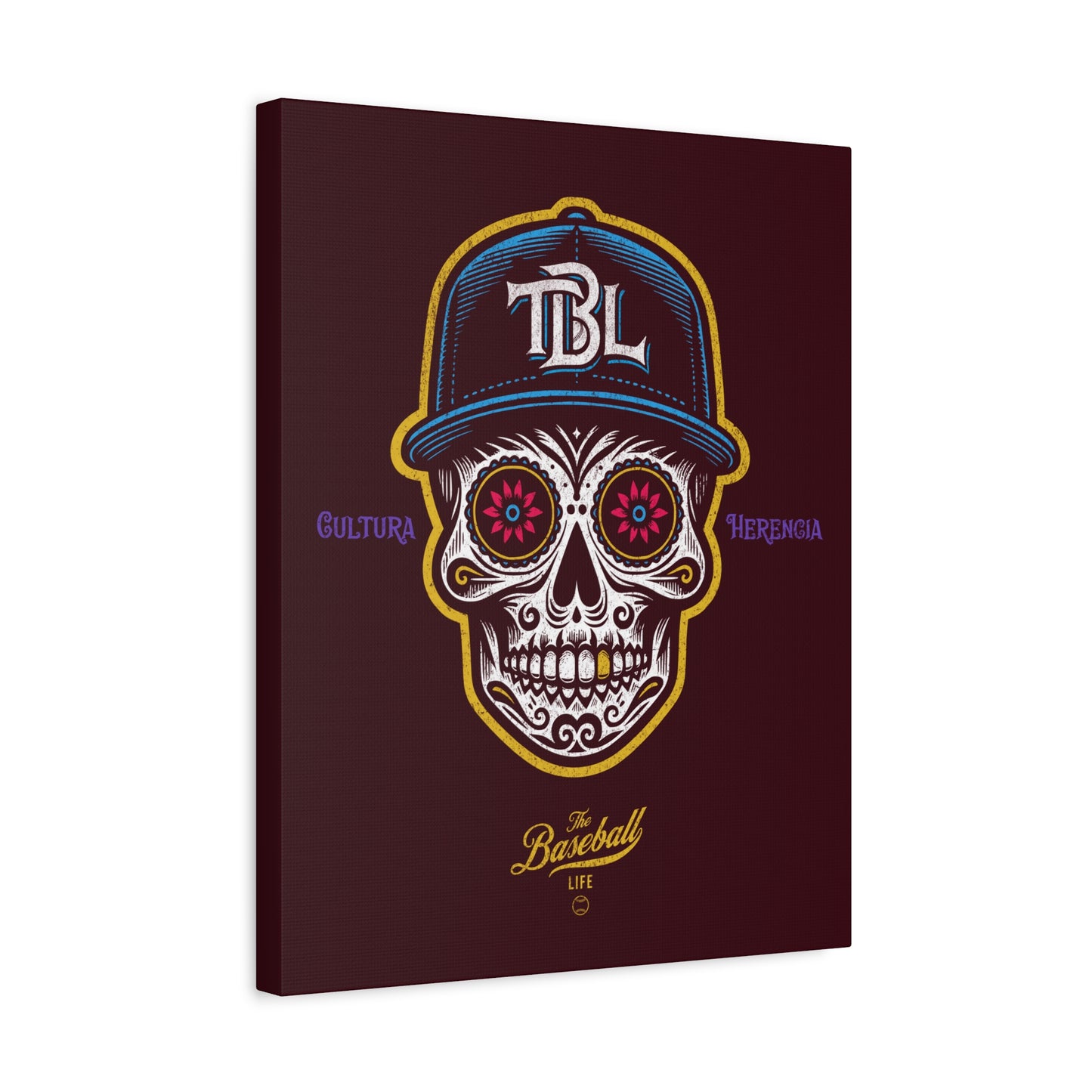 Beisbol Sugar Skull Series_Player 1 Wall Art Canvas_Coffee