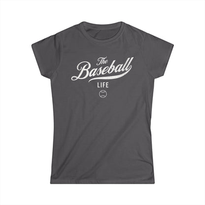 The Baseball Life Classic Script Tee_Women's_White Print
