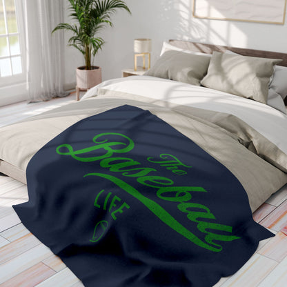 Fleece Blanket_Navy w Green Print