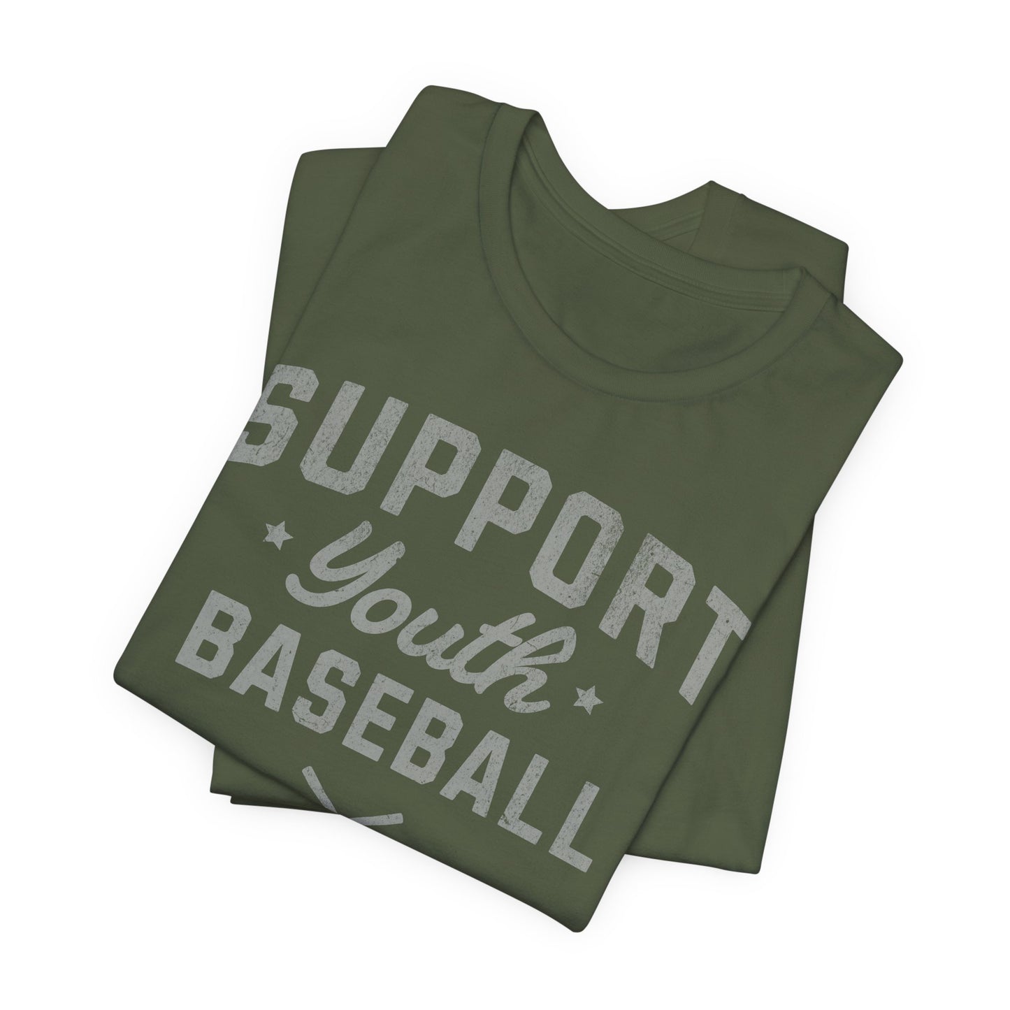 Support Youth Baseball_Silver Gray Print T-Shirt