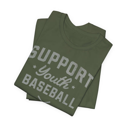 Support Youth Baseball_Silver Gray Print T-Shirt