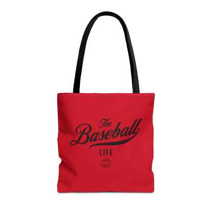 The Baseball Life Tote Bag_Red w Black Print