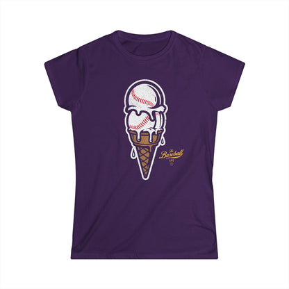 Women's Baseball Ice Cream Cone T-Shirt
