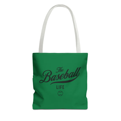 The Baseball Life Tote Bag_Green w Black Print