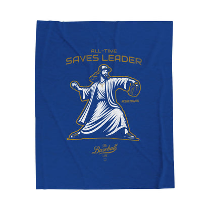 Velveteen Plush Blanket_All-Time Saves Leader_Royal Blue