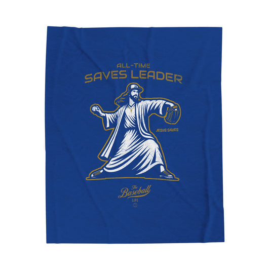 Velveteen Plush Blanket_All-Time Saves Leader_Royal Blue