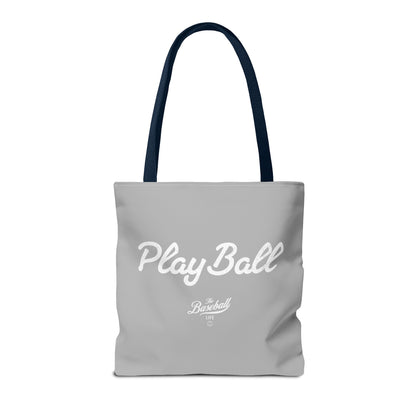 Play Ball Tote Bag_Light Gray with White Print