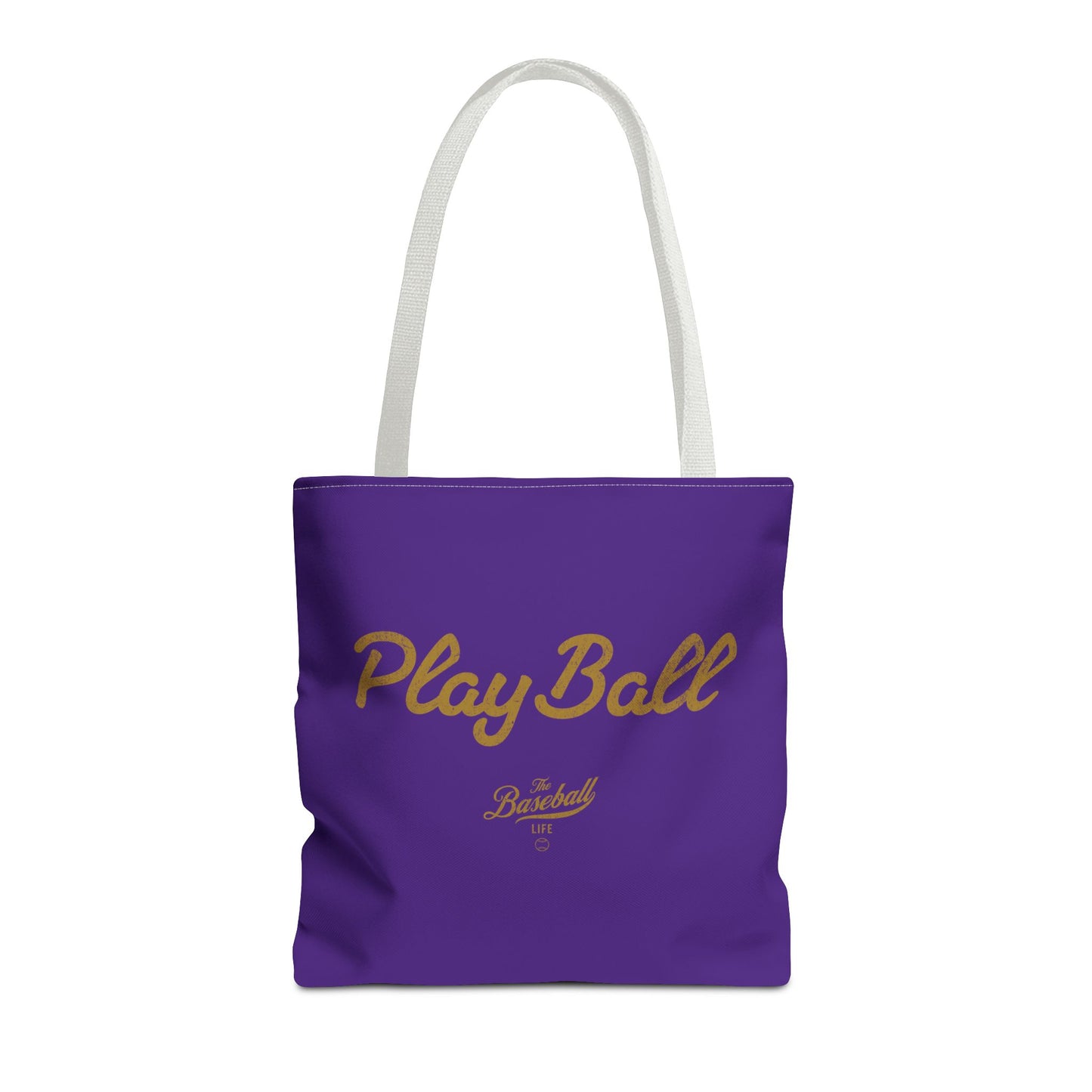 Play Ball Tote Bag_Purple with Old Gold Print