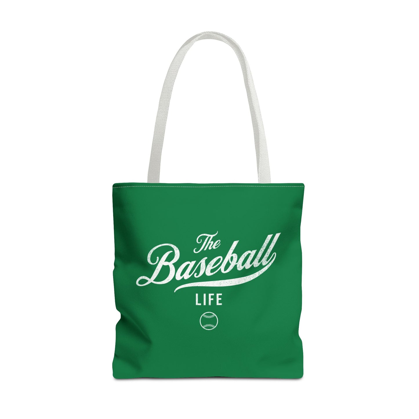 The Baseball Life Tote Bag_Green w White Print