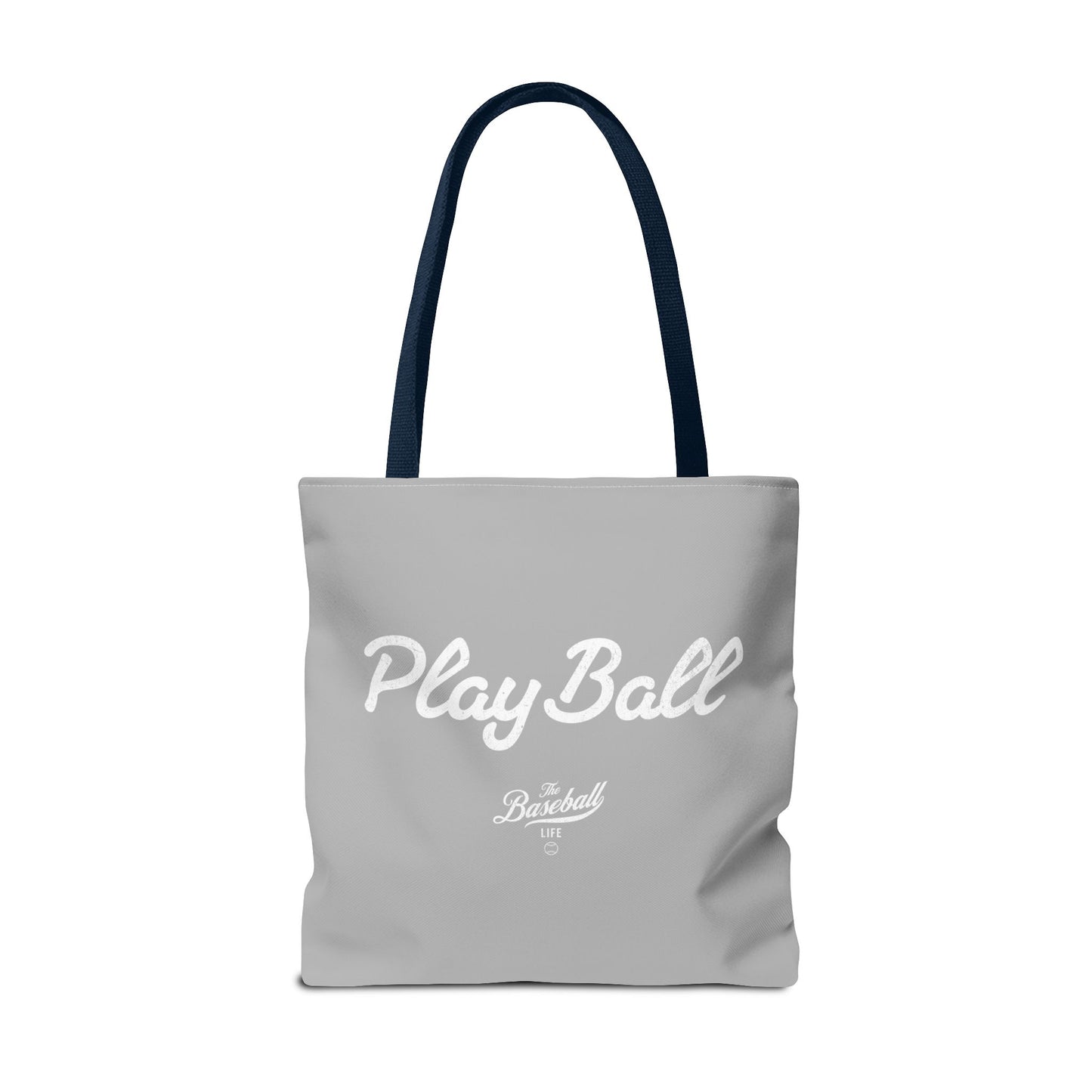 Play Ball Tote Bag_Light Gray with White Print