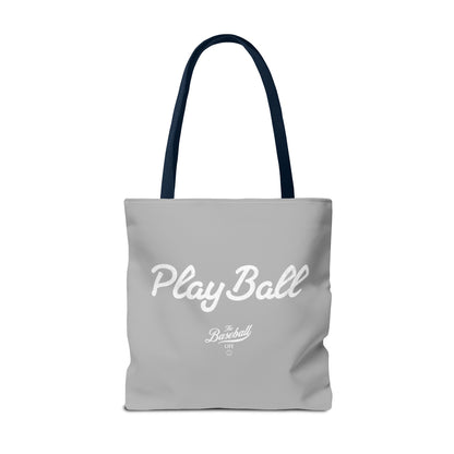 Play Ball Tote Bag_Light Gray with White Print