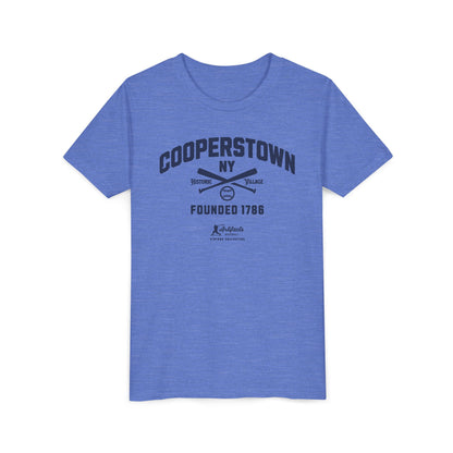Youth Cooperstown NY Navy Print_Artifacts Baseball Collection T-Shirt