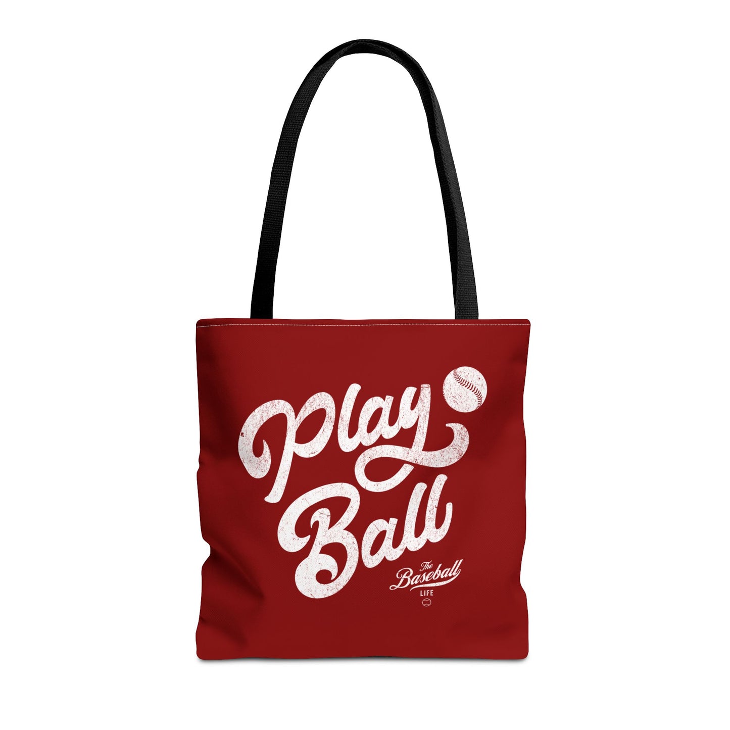 Play Ball Script Tote Bag_Maroon