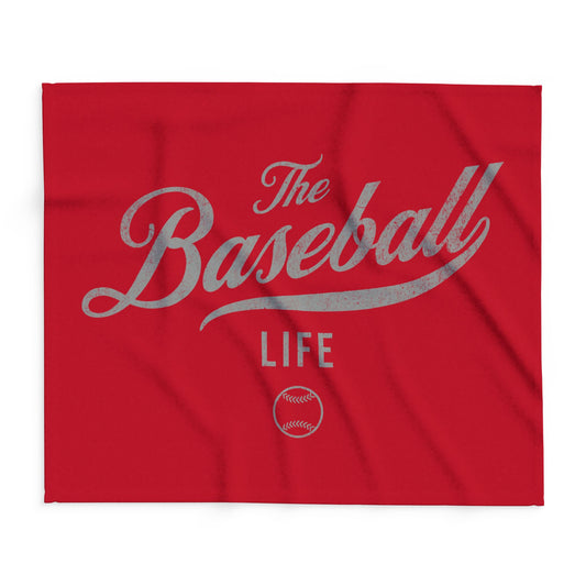 Fleece Blanket_Red w Silver Gray Print