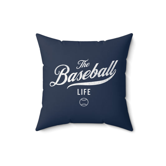 The Baseball Life Accent Pillow_Navy w White Print