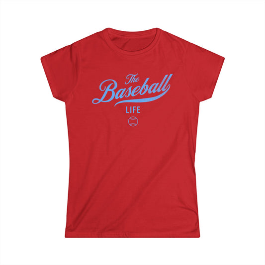 The Baseball Life Classic Script Tee_Women's_Carolina Blue Print