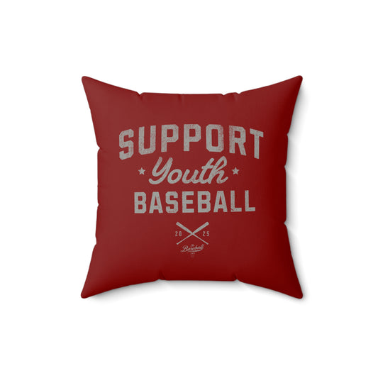 Accent Pillow_Support Youth Baseball_Maroon