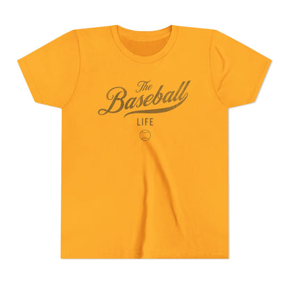 Youth The Baseball Life Classic Script T-Shirt_Old Gold Print