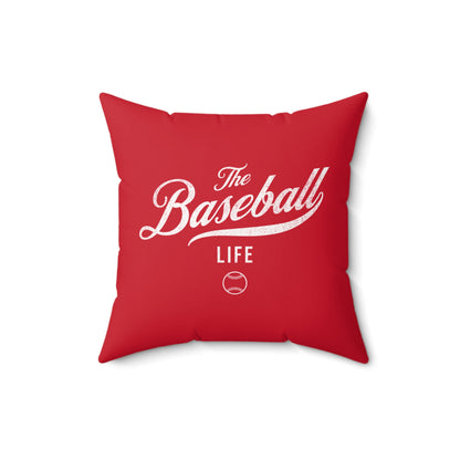 The Baseball Life Accent Pillow_Red w White Print