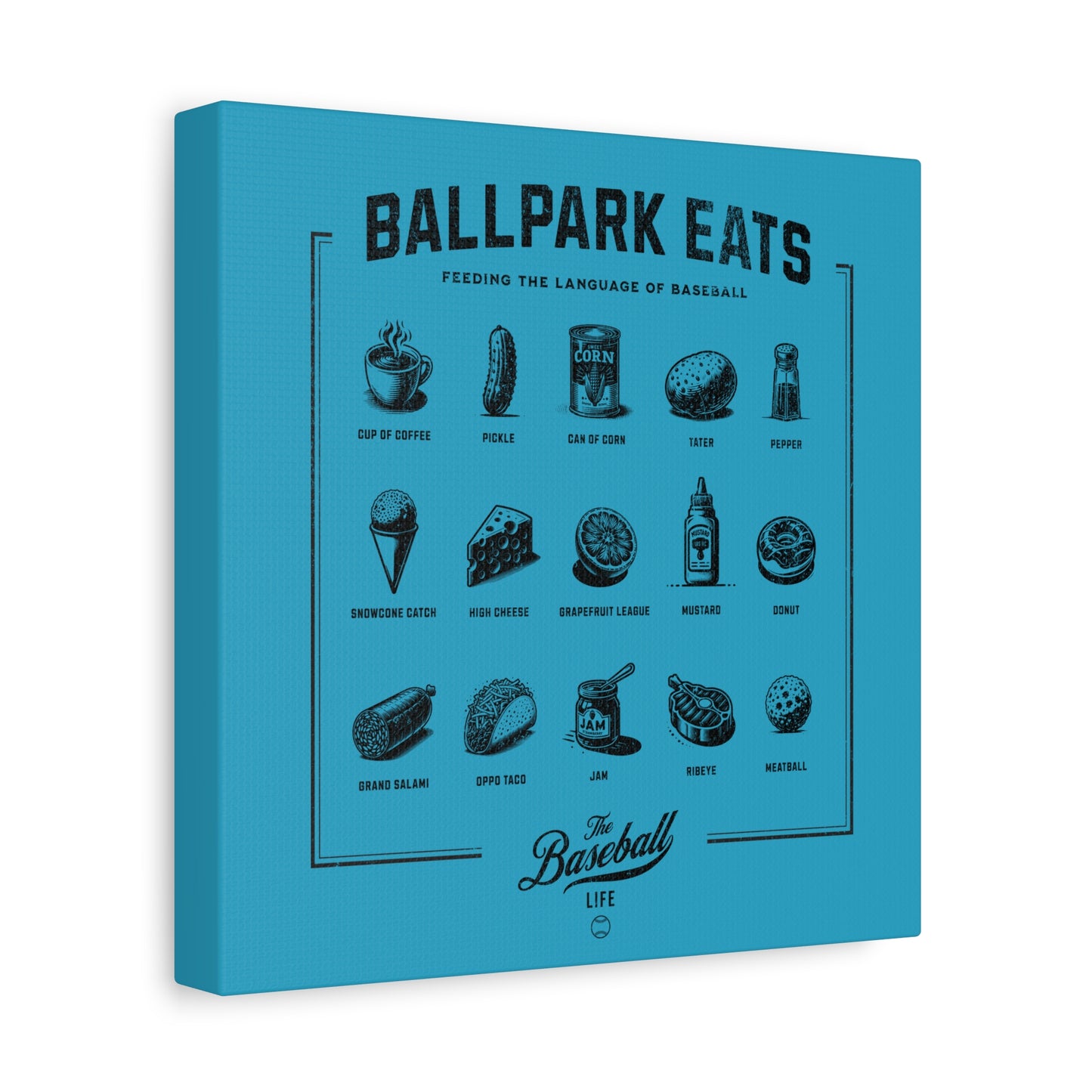 Ballpark Eats_Feeding the Language of Baseball Wall Art Canvas_Aqua