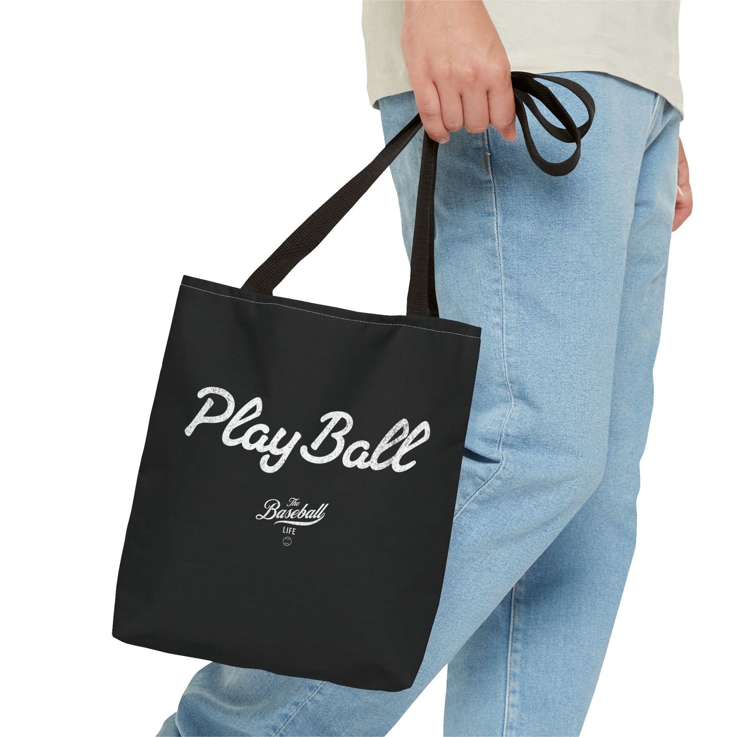 Play Ball Tote Bag_Black with White Print