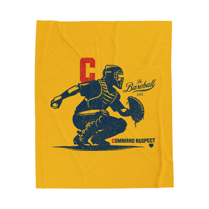 Velveteen Plush Blanket_Catcher_Command Respect_Yellow Gold