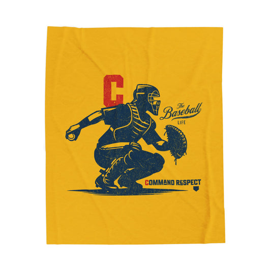Velveteen Plush Blanket_Catcher_Command Respect_Yellow Gold