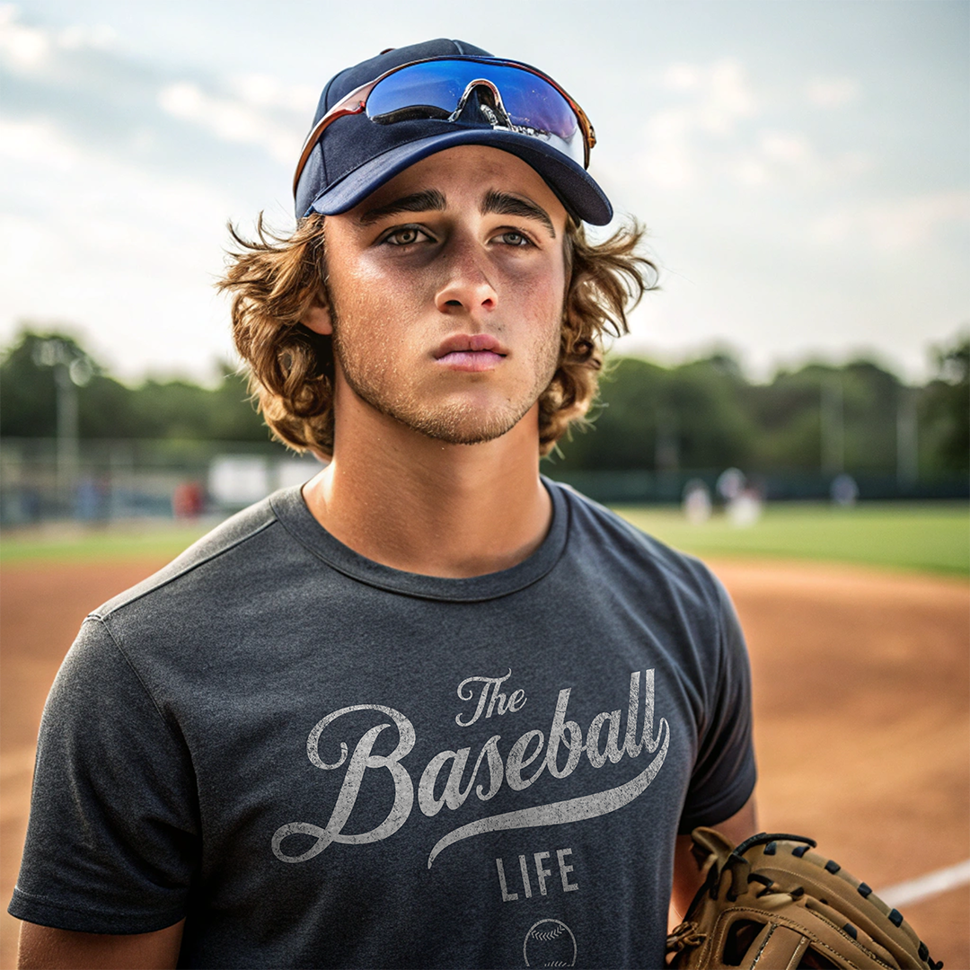 The Baseball Life Classic Script T-Shirt_Silver Gray Print